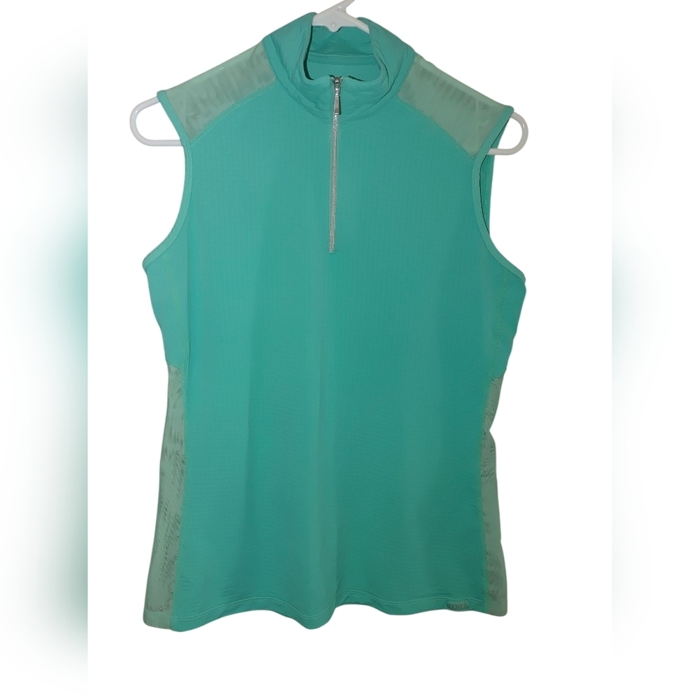 Dover Sleeveless Teal Women's Top With Mesh, Size Med